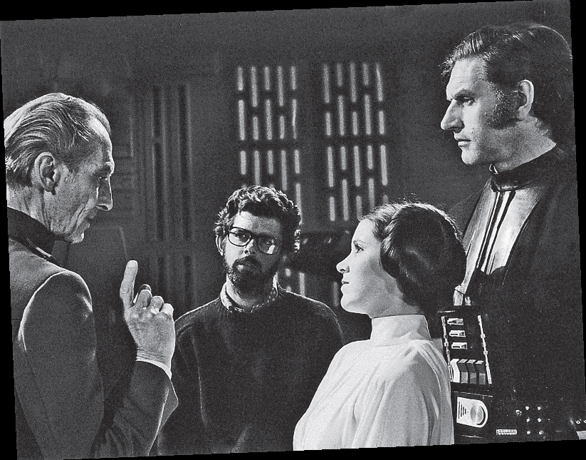 , Geoge Luckas, Peter Cushing, Carrie Fisher i Dave Prowse